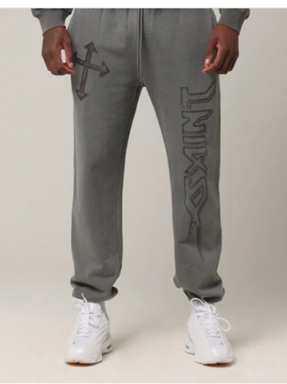 Men's Gray Graphic Joggers with Side Logo